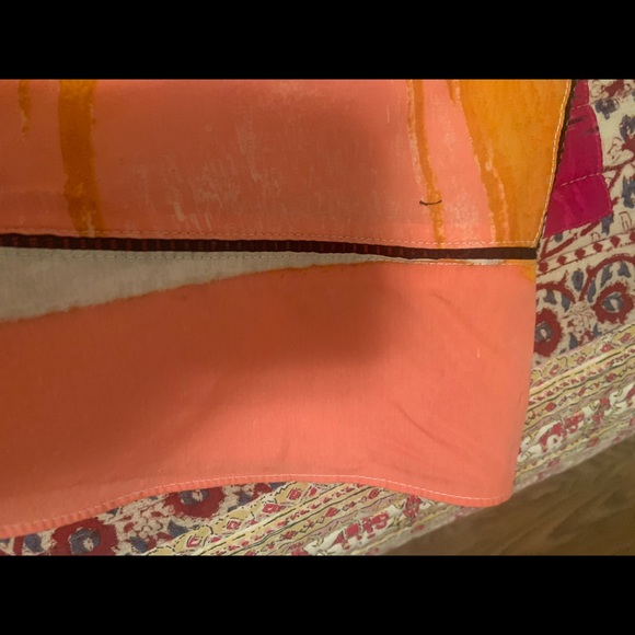 DonnaKaran top multicolor orange,pink, beige, black insert. Size L - Picture 7 of 8